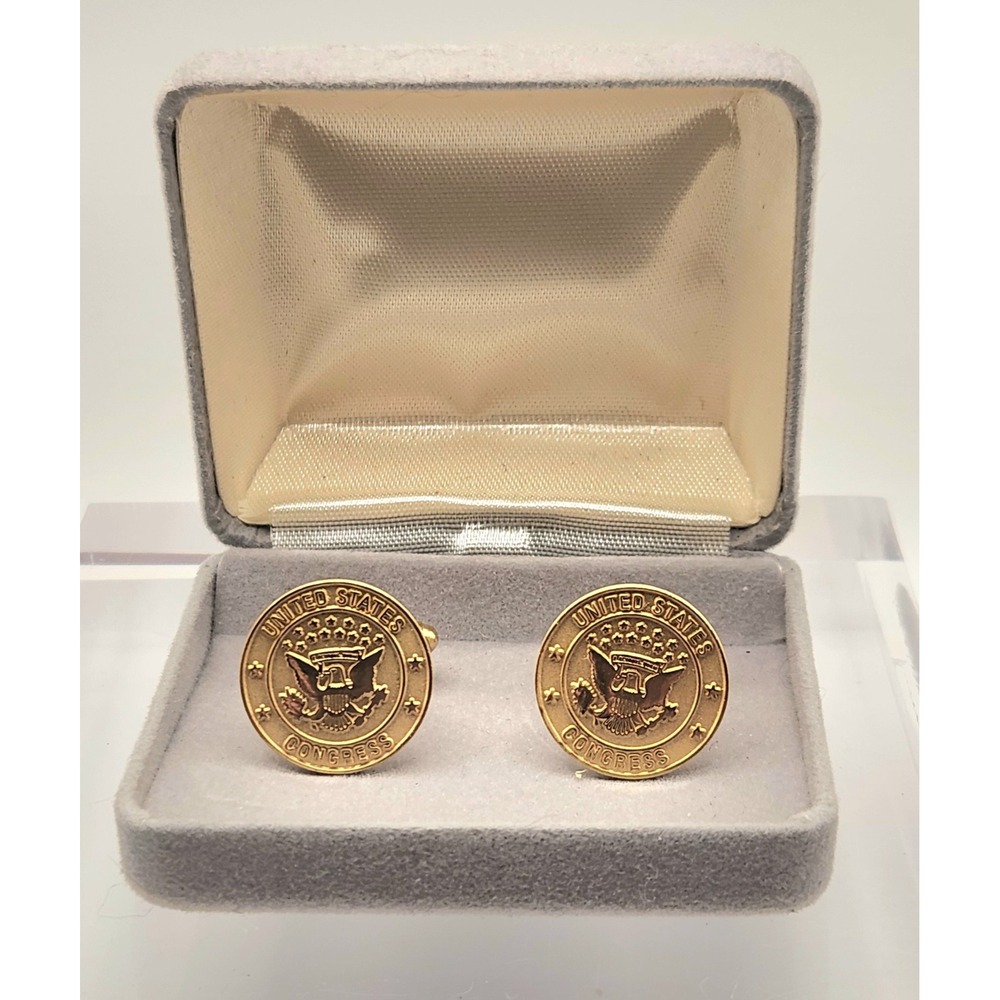 United States Congress Great Seal Cufflinks Gold Tone Men Formal Accessories